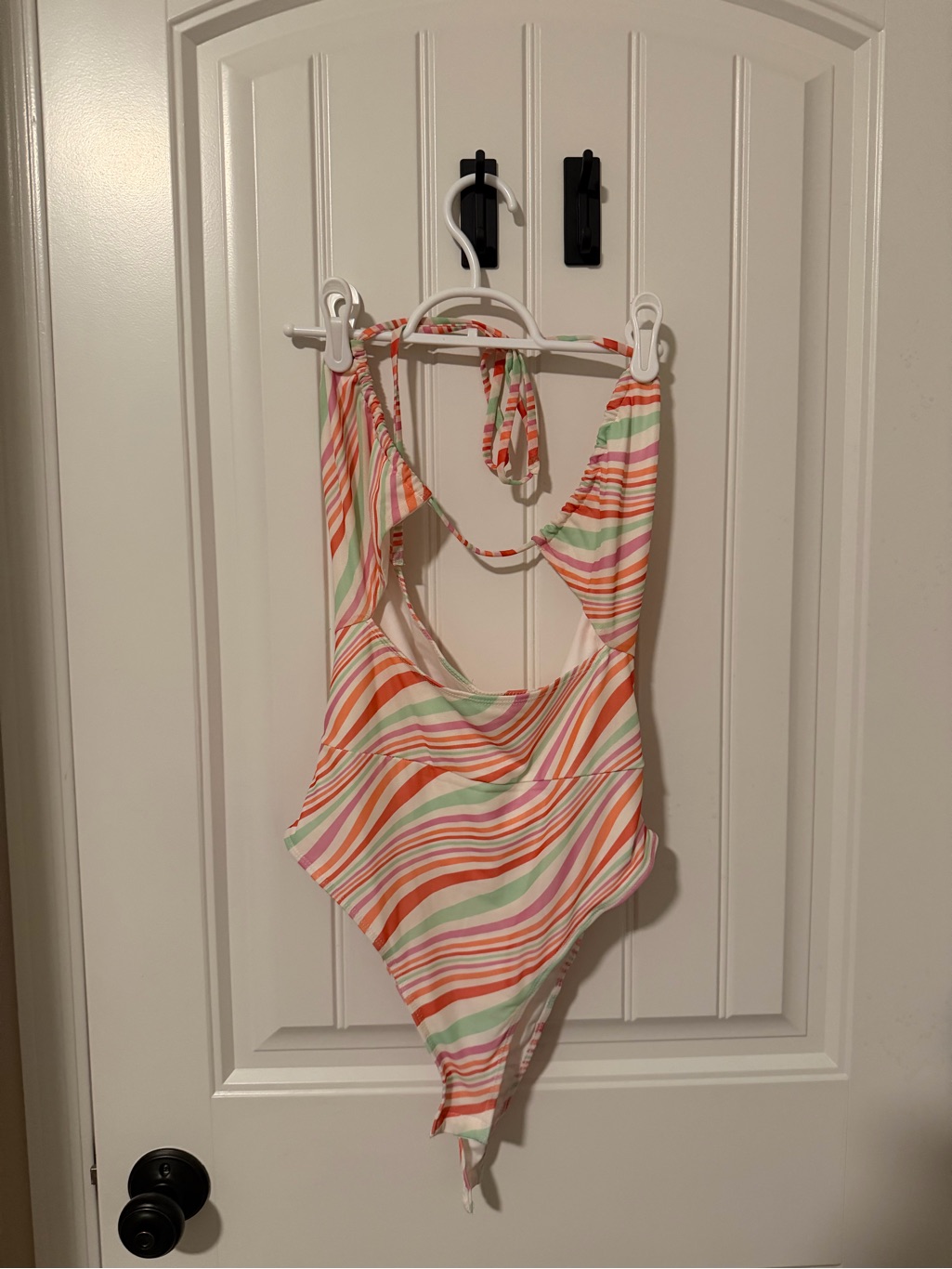 Princess Polly Striped Halter Bodysuit In Orange, Pink & Mint